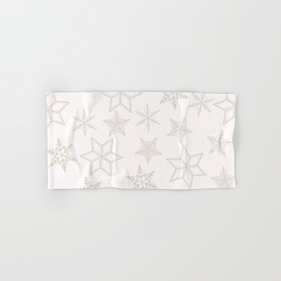 Beige Snowflakes on white background Hand & Bath Towel
