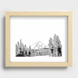 Mount Hood Oregon Black & White Sketch Recessed Framed Print