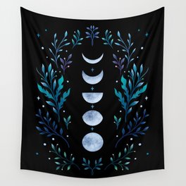 Moonlight Garden - Blue Wall Tapestry