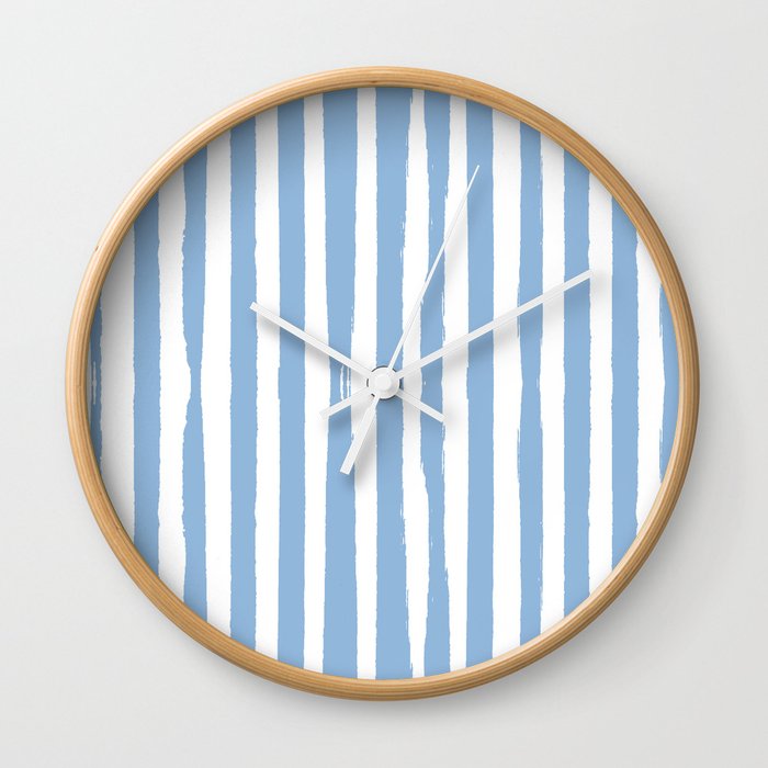 Grunge blue stripes Wall Clock