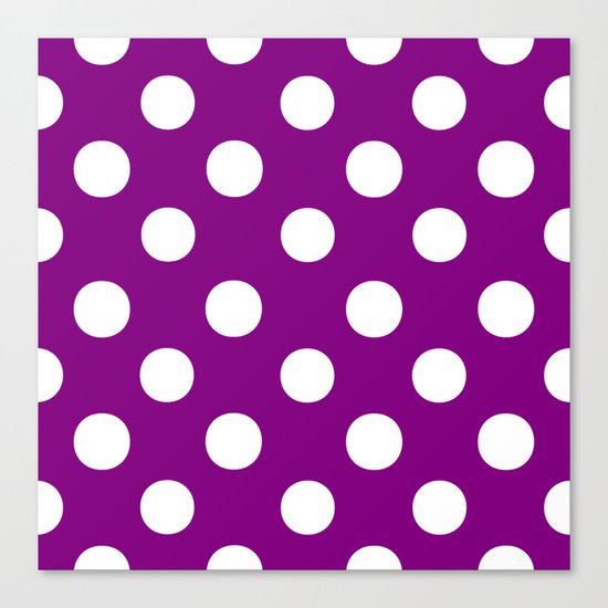 Polka Dots (White/Purple) Canvas Print