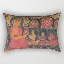 Thangka with Bejeweled Buddha Preaching Rectangular Pillow