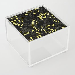 Delicate leaves -vibrant yellow and black Acrylic Box