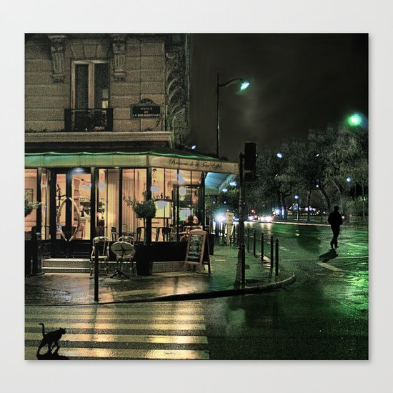 Paris Cafe at Night Canvas Print