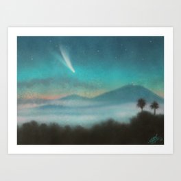 Incoming Fog with Comet  Art Print