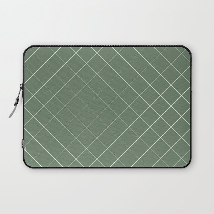 Diamond Grid Pattern (white/sage green) Laptop Sleeve