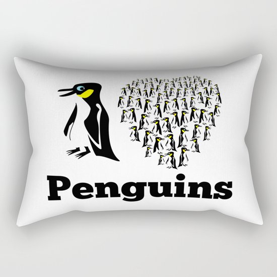 I Love Penguins Heart Rectangular Pillow