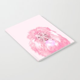 Lion Chewing Bubble Gum in Pink Notebook