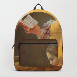 A Young Girl Reading Vintage Illustration by Jean-Honore Fragonard 1776 Victorian Poetry Novel Backpack