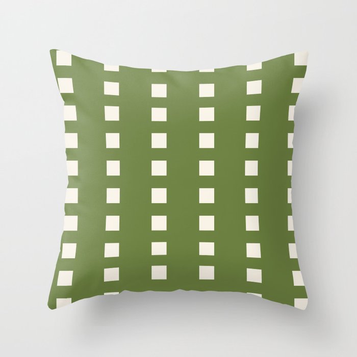 Avocado Green Modern Minimalist Square Geometric Pattern Throw Pillow