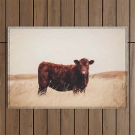 Red Angus Cow Art Outdoor Rug