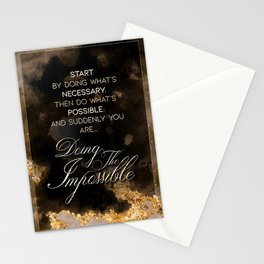 Doing the Impossible Black and Gold Motivational Art Stationery Card