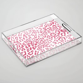Abstract Hipster Girly Pink White Leopard Animal Print Acrylic Tray