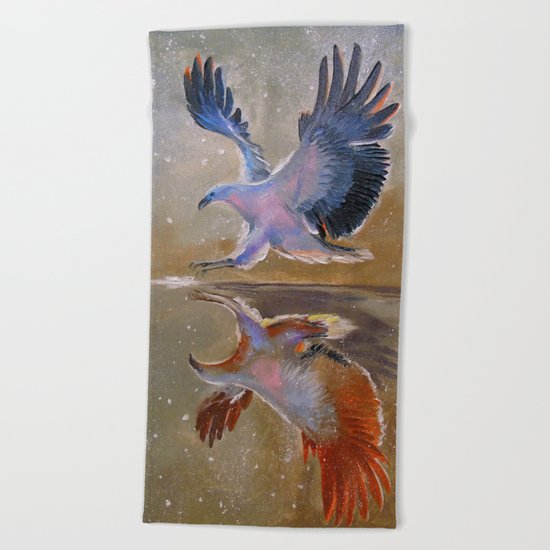 eagle hunting Beach Towel