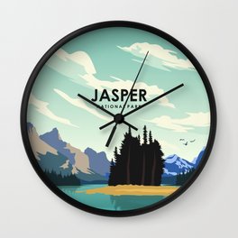 Jasper National Park Travel Poster Wall Clock | Landscape, Rockymountains, Jasper, Travelposter, Retro, Alberta, Nationalpark, Digital, Columbiaicefield, Vintage 