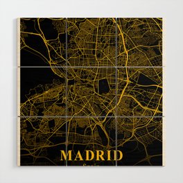 Madrid map Wood Wall Art