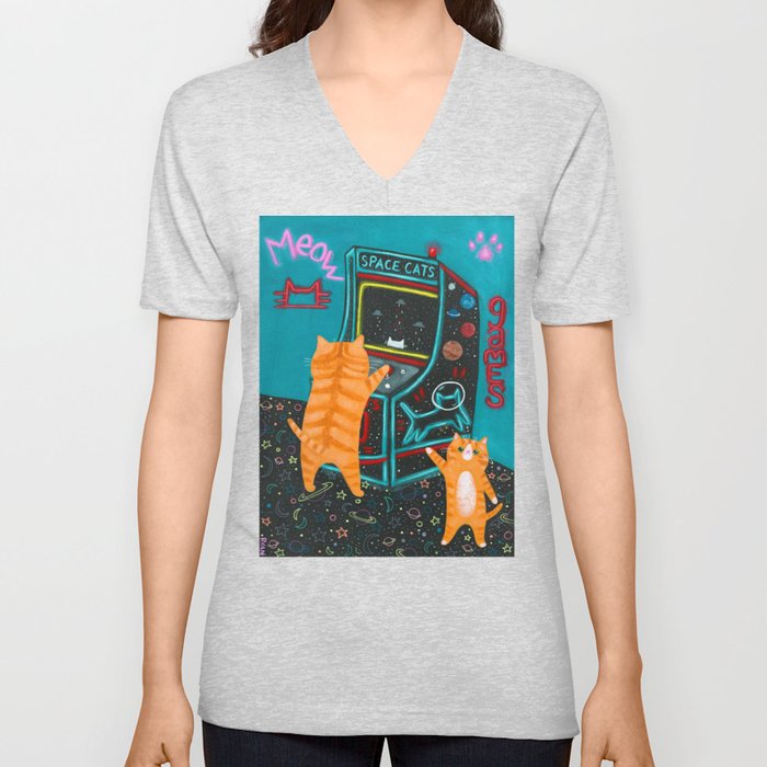 Arcade Kitties V Neck T Shirt
