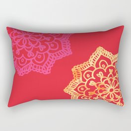 Happy bright lace flower - red Rectangular Pillow
