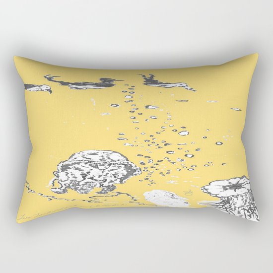 Two Tailed Duck and Jellyfish Pale Yellow Mellow Rectangular Pillow