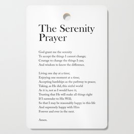 The Serenity Prayer - Reinhold Niebuhr Poem - Literature - Typography Print 1 Cutting Board