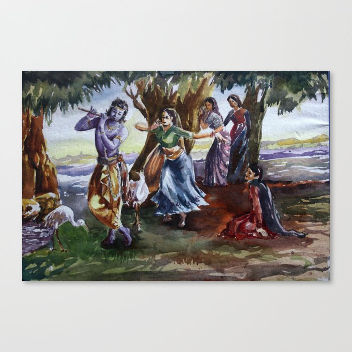 Krishna Radha Painting Canvas Print By Navi107 Society6