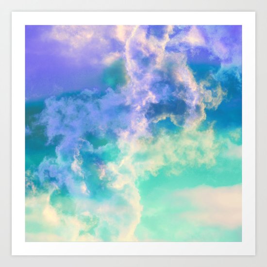 Mountain Meadow Painted Clouds Art Print