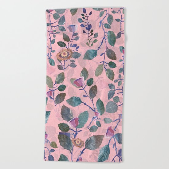 pink garden#pink Beach Towel