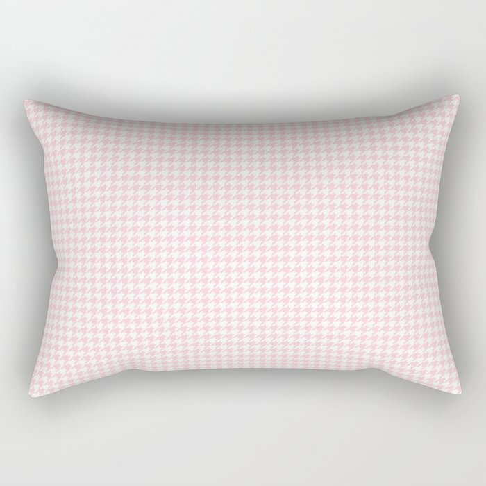 Soft Pastel Pink and White Hounds Tooth Check Rectangular Pillow