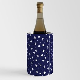 Snowflakes and dots - blue and white Wine Chiller