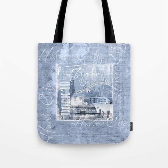 Harbor City Hamburg Germany mixed media Art Tote Bag
