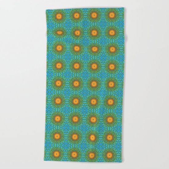 Yellow Salsify Flower Pattern Beach Towel