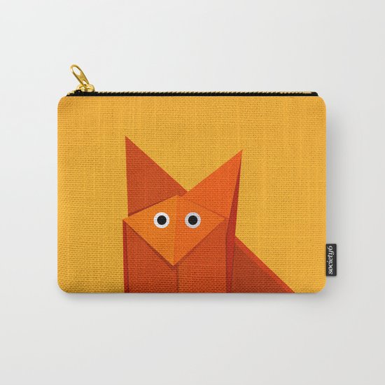 Geometric Cute Origami Fox Portrait Carry-All Pouch