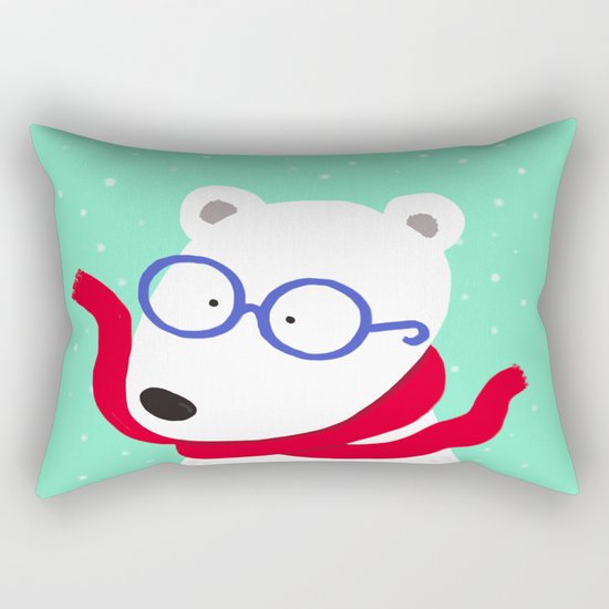 Hipster Polar Bear Rectangular Pillow
