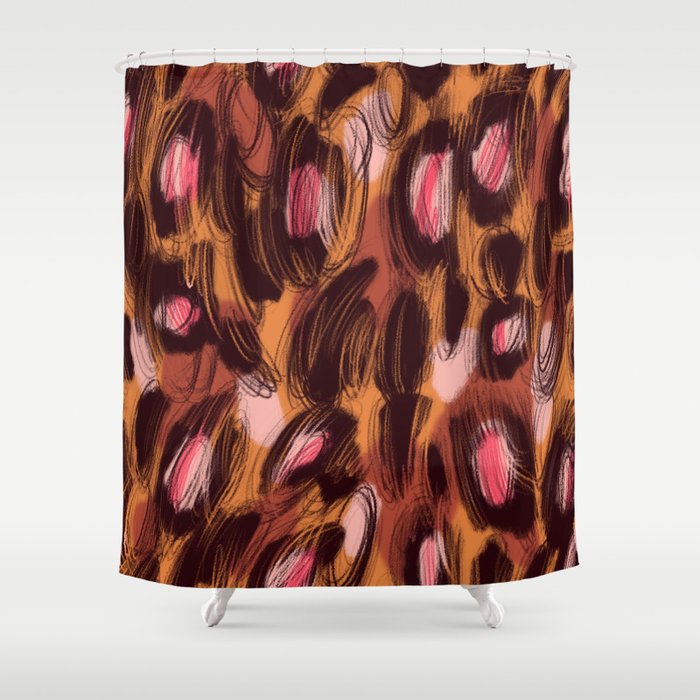 Watercolor leopard spots seamless pattern Shower Curtain