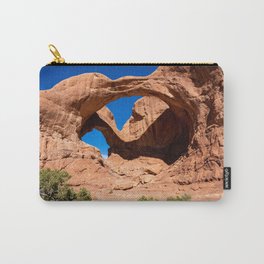 Sunny Double Arches Carry-All Pouch | Majestic, Sunny, Archesnationalpark, Autumn, Bushes, Cliffs, Largearch, Rugged, Photo, Redrock 