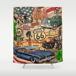 Vintage Route 66 poster.  Shower Curtain