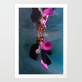 Girl with the Pink Trombone Art Print
