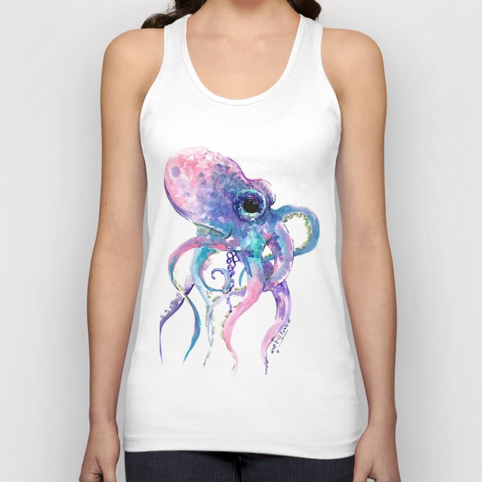 Octopus, Pink purple sea animals design underwater scene painting Tank Top