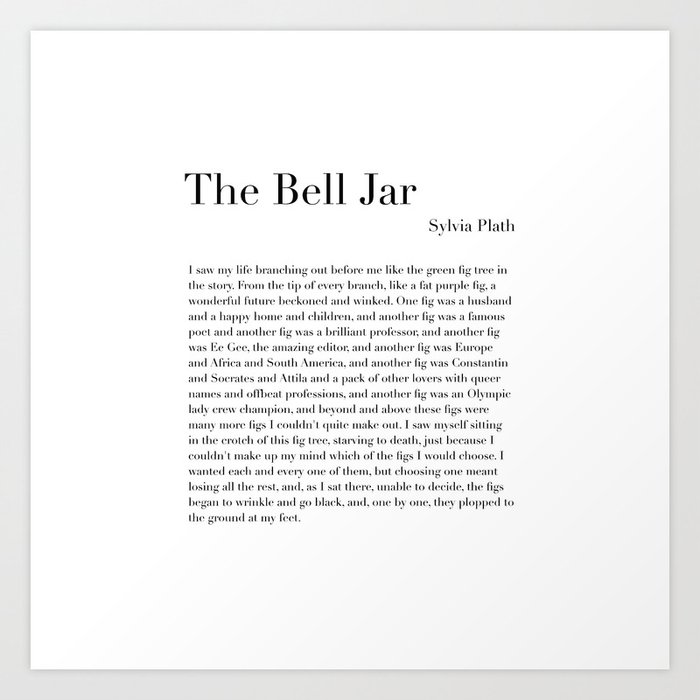 The Bell Jar by Sylvia Plath. Book Cover Art Print 