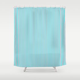 [ Thumbnail: Pink & Aqua Colored Lined Pattern Shower Curtain ]