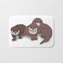 Romp of Baby Otters Bath Mat | Cute, Drawing, Digital, Otter, Babyotter, Animal, Illustration 