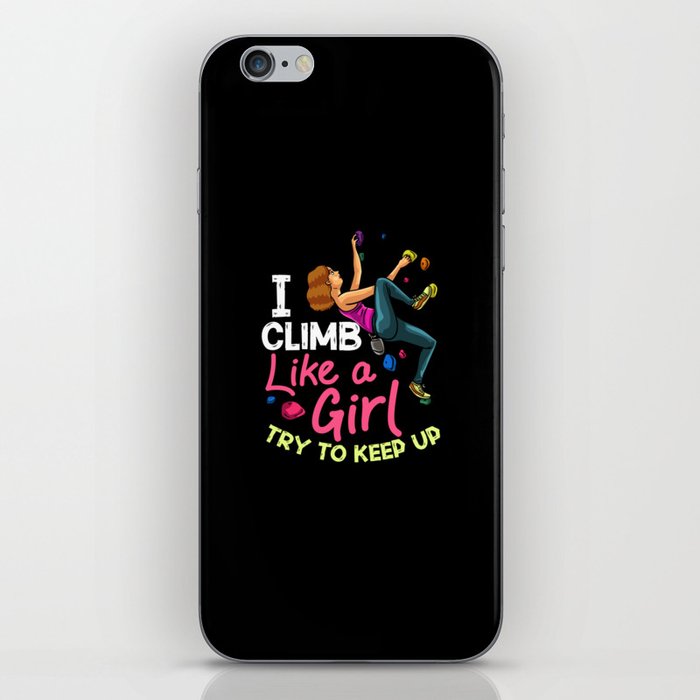 Rock Climbing Women Indoor Bouldering Girl Wall iPhone Skin
