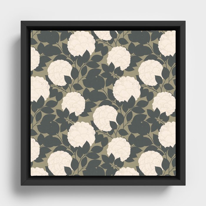 White Blooms Framed Canvas