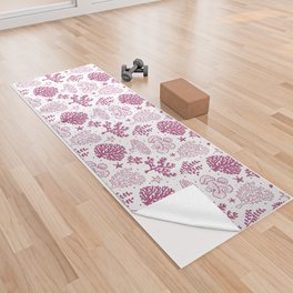 Magenta Coral Silhouette Pattern Yoga Towel
