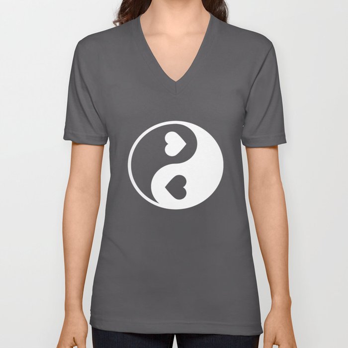Yin Yang Black & White V Neck T Shirt