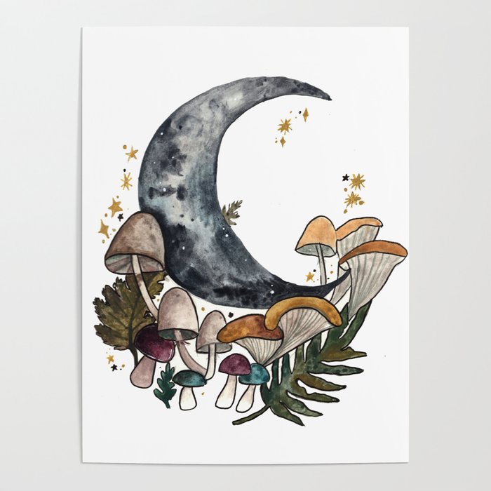 Mushroom Moon Poster