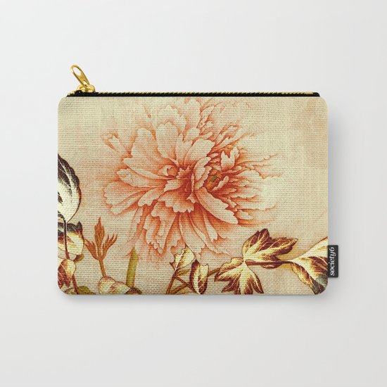 peach and golden floral Carry-All Pouch