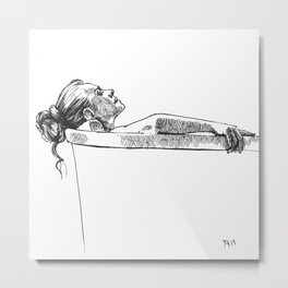 Woman relaxing in the bath Metal Print