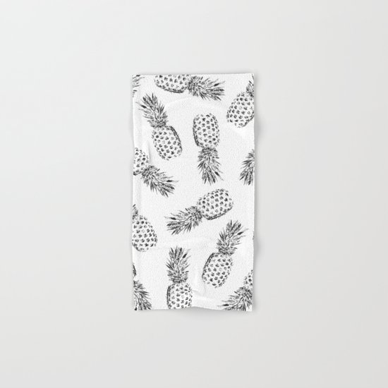 Pineapples Black and White Hand & Bath Towel