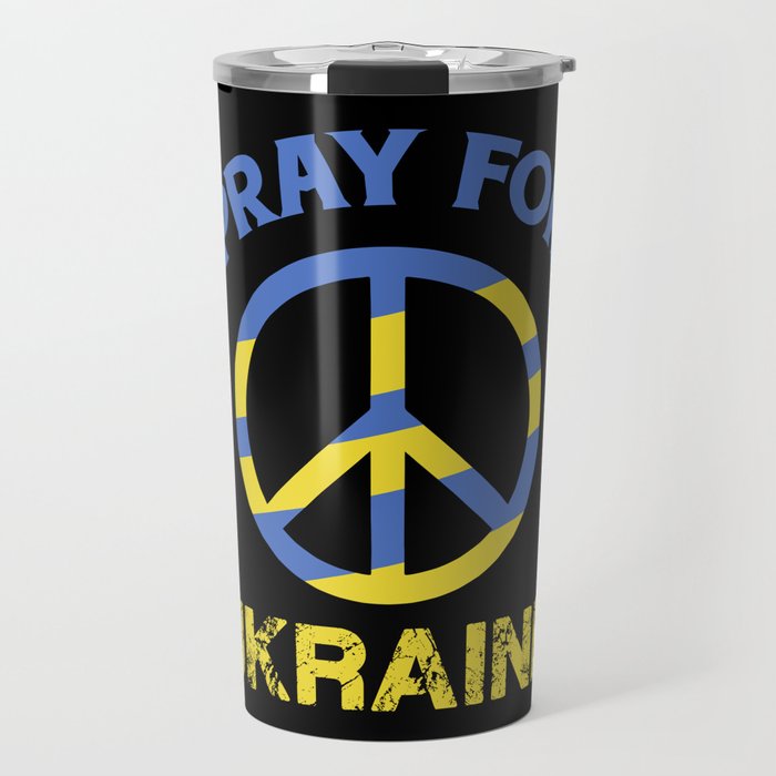 Pray For Ukraine Peace Sign Travel Mug